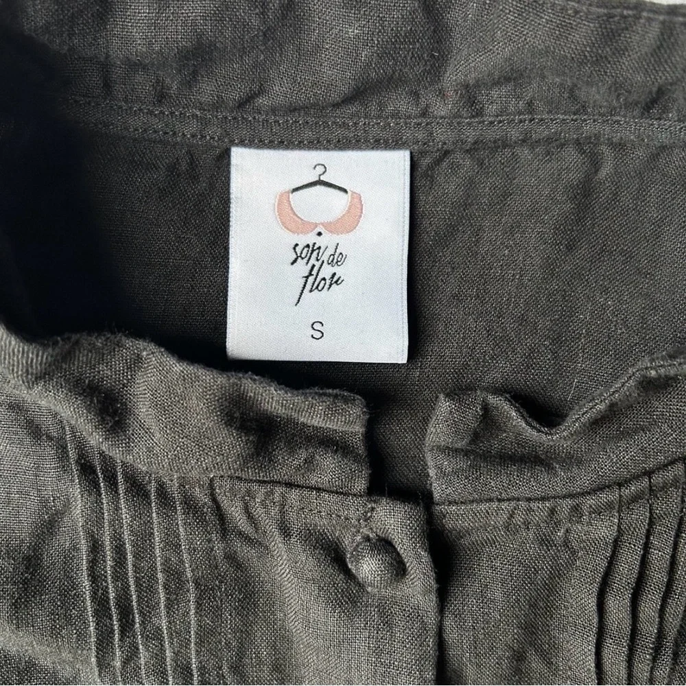 Black Cottagecore Linen Son De Flor Midi Dress Size Small - Picture 5 of 5